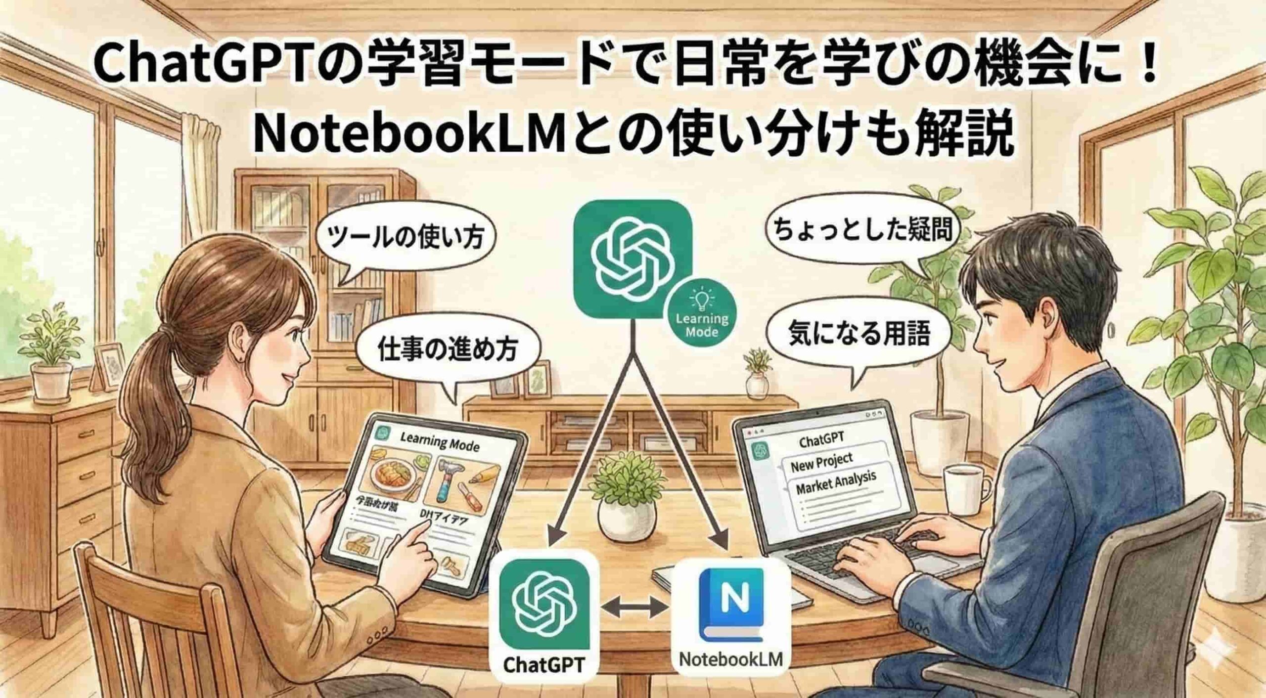 ChatGPTの学習モードで日常を学びの機会に！NotebookLMとの使い分けも解説
