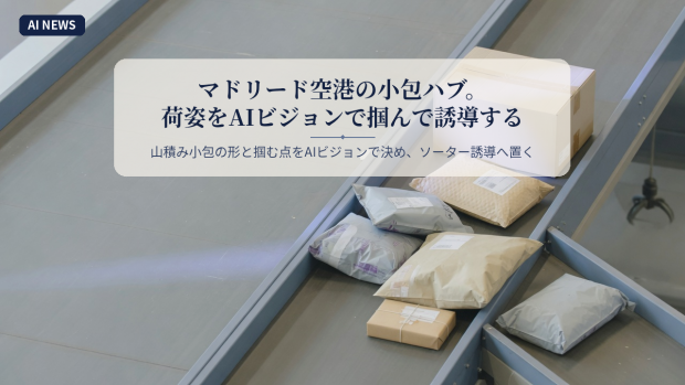 マドリード空港の小包ハブ。荷姿をAIビジョンで掴んで誘導する