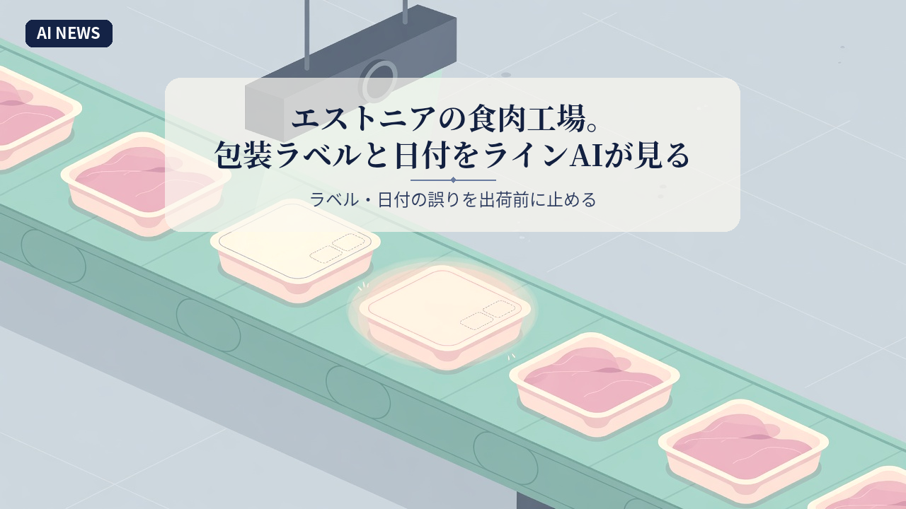 エストニアの食肉工場。包装ラベルと日付をラインAIが見る