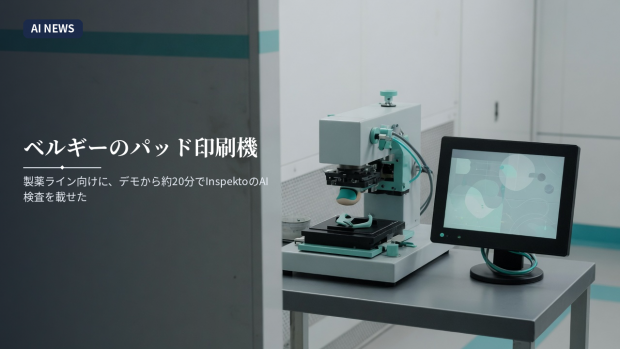 ベルギーのパッド印刷機。製薬ライン向けに、デモから約20分でInspektoのAI検査を載せた