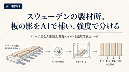 ソーダ。製材コンベアの板影をAIで補い強度等級する事例