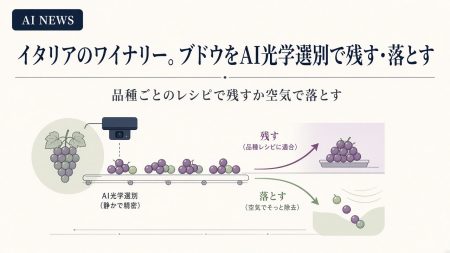 テヌテ・デル・チェッロ。ブドウをAI光学選別で残す・落とす事例