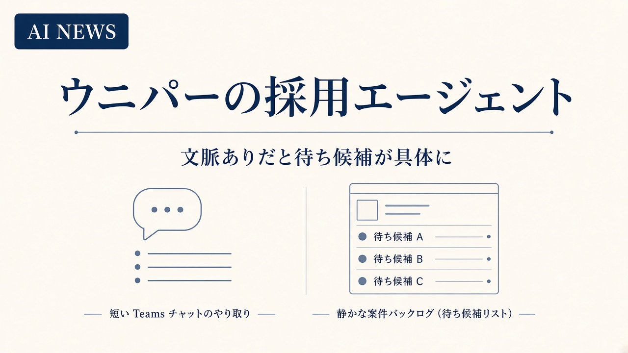 ウニパーの採用エージェント。セロニスの文脈ありだと待ち候補が具体になる