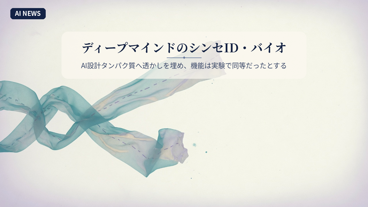 ディープマインドのシンセID・バイオ。AI設計タンパク質へ透かしを埋め、機能は実験で同等だったとする