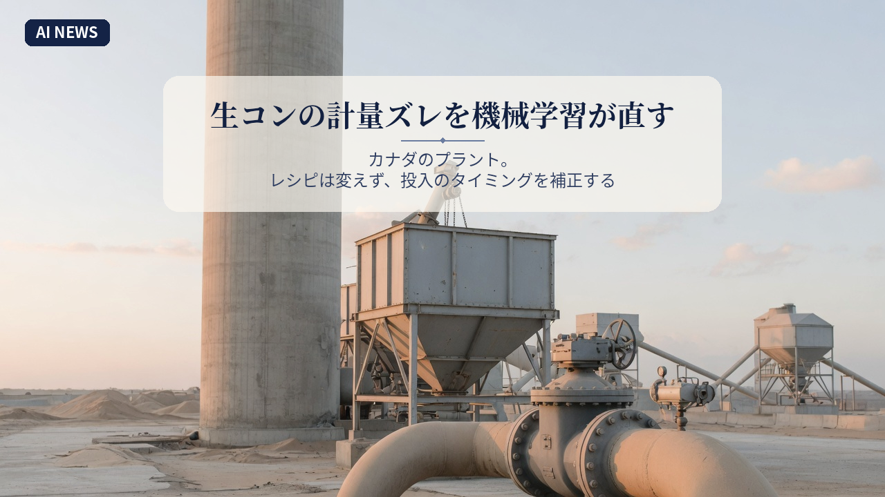 カナダの生コンプラント。配合の計量ズレを機械学習がリアルタイムで直す