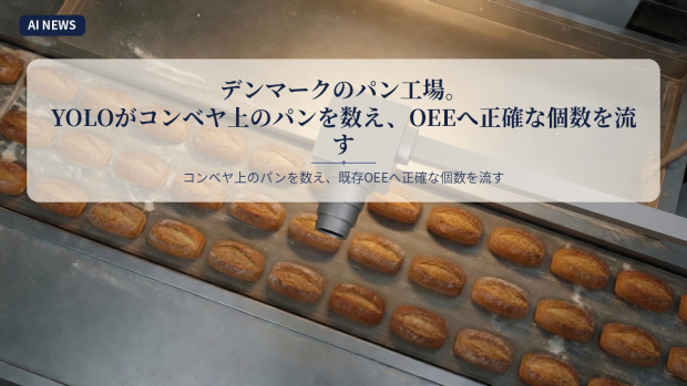 デンマークのパン工場。YOLOがコンベヤ上のパンを数え、OEEへ正確な個数を流す