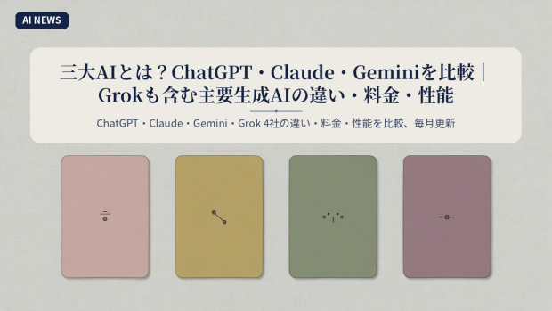 三大AIとは？ChatGPT・Claude・Geminiを比較｜Grokも含む主要生成AIの違い・料金・性能