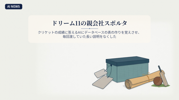 ドリーム11の親会社スポルタ、クリケットの成績に答えるAIにデータベースの表の作りを覚えさせ、毎回渡していた長い説明をなくした